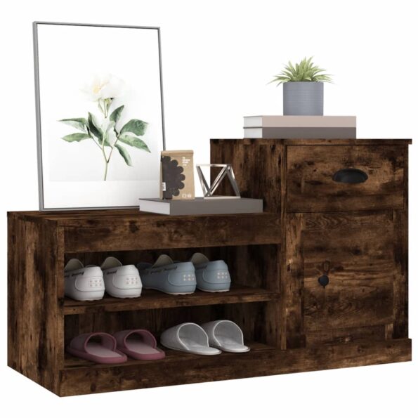 vidaXL Botník dymový dub 100x42x60 cm kompozitné drevo – Obrázok 4