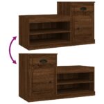vidaXL Botník hnedý dub 100x42x60 cm kompozitné drevo – Obrázok 9