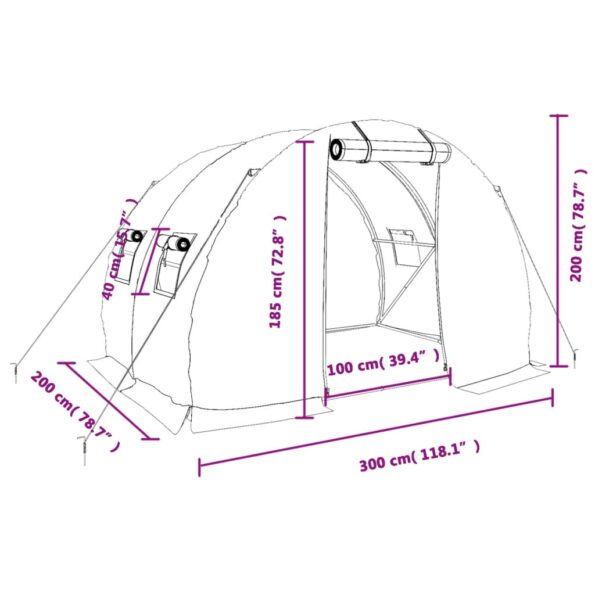 vidaXL Fóliovník s oceľovým rámom zelený 6 m² 3x2x2 m – Obrázok 12