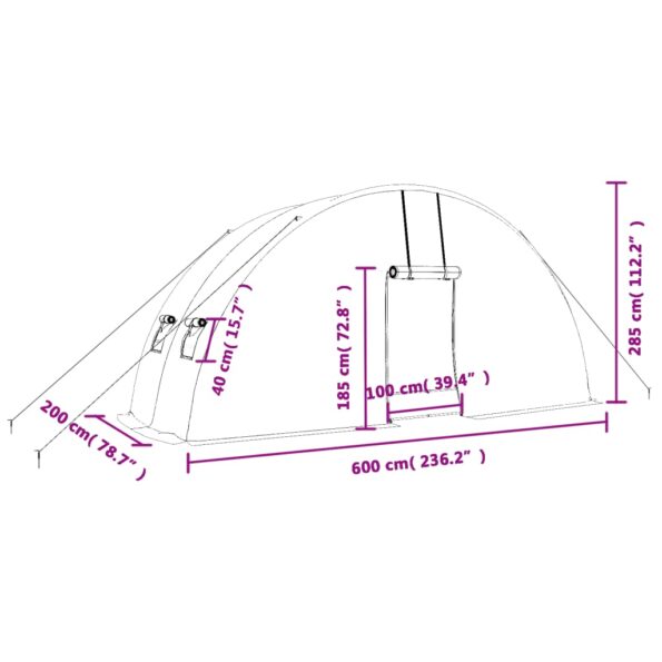 vidaXL Fóliovník s oceľovým rámom zelený 12 m² 6x2x2,85 m – Obrázok 12