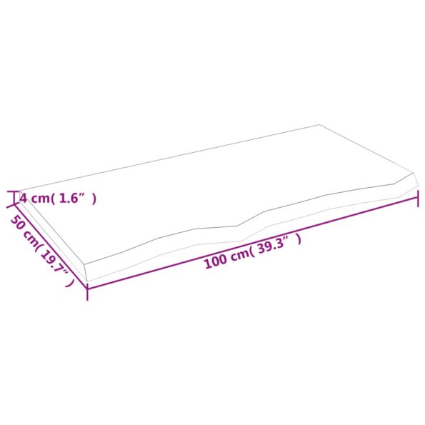 vidaXL Kúpeľňová doska bledohnedá 100x50x(2-4) cm ošetrený masív – Obrázok 8