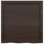 vidaXL Stolová doska tmavohnedá 60x60x(2-4) cm ošetrený dubový masív – Obrázok 6