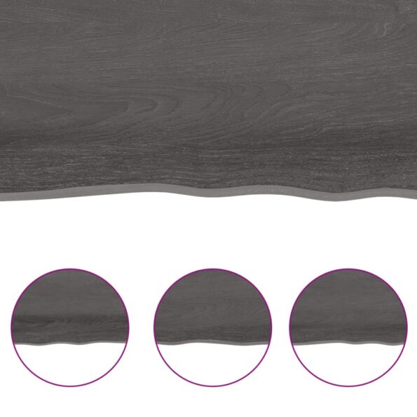 vidaXL Stolová doska tmavohnedá 60x60x(2-4) cm ošetrený dubový masív – Obrázok 7