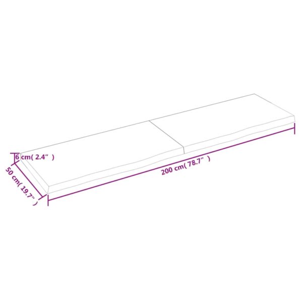 vidaXL Stolová doska tmavohnedá 200x50x(2-6) cm ošetrený dubový masív – Obrázok 6