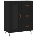 vidaXL Komoda čierna 69,5x34x90 cm kompozitné drevo – Obrázok 2
