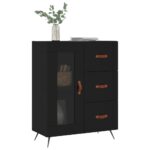 vidaXL Komoda čierna 69,5x34x90 cm kompozitné drevo – Obrázok 3