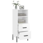 vidaXL Komoda lesklá biela 34,5x34x90 cm spracované drevo – Obrázok 4