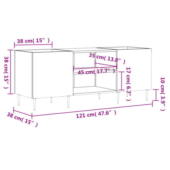 vidaXL Skrinka na platne betónovosivá 121x38x48 cm kompozitné drevo – Obrázok 9
