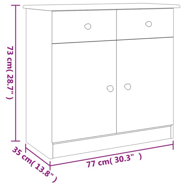 vidaXL Komoda ALTA, biela 77x35x73 cm, borovicový masív – Obrázok 8