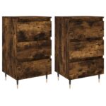 vidaXL Nočné stolíky 2 ks dymový dub 40x35x69 cm kompozitné drevo – Obrázok 2