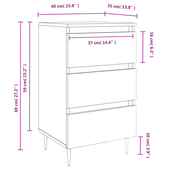 vidaXL Nočné stolíky 2 ks dymový dub 40x35x69 cm kompozitné drevo – Obrázok 11