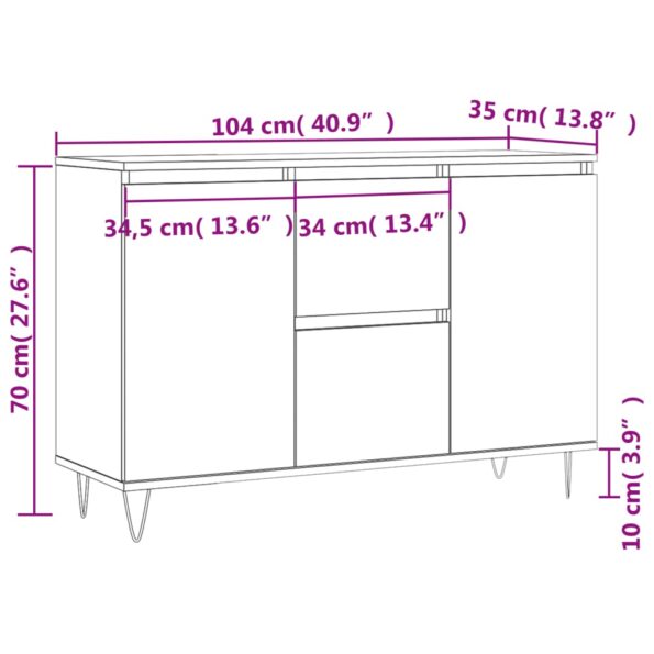 vidaXL Komoda hnedý dub 104x35x70 cm kompozitné drevo – Obrázok 11