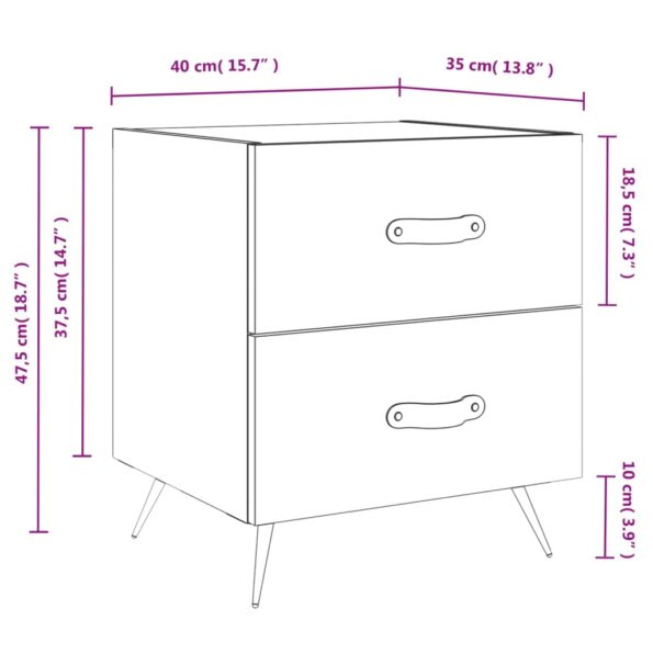 vidaXL Nočný stolík biely 40x35x47,5 cm kompozitné drevo – Obrázok 12
