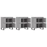 vidaXL Komody 3 ks sivý dub sonoma spracované drevo – Obrázok 4