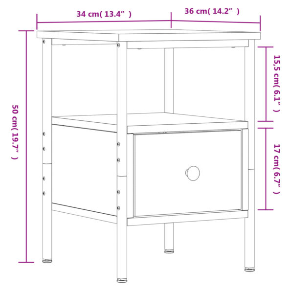 vidaXL Nočné stolíky 2 ks dymový dub 34x36x50 cm kompozitné drevo – Obrázok 12