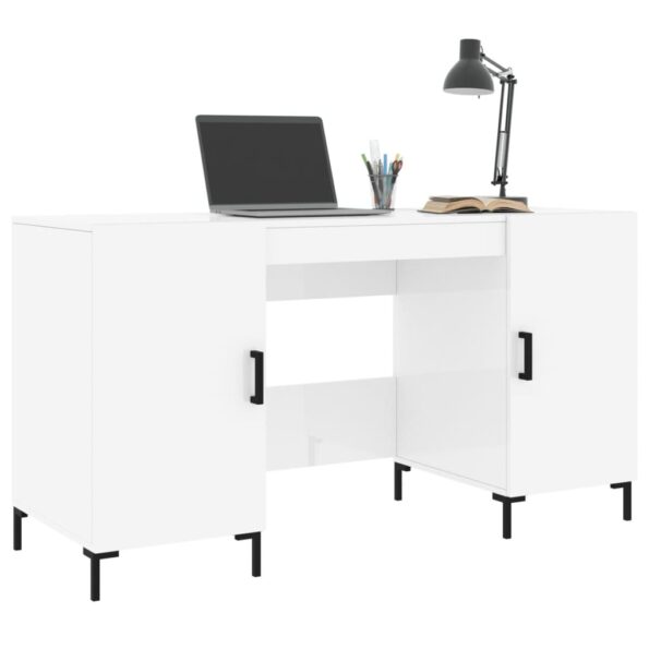 vidaXL Stôl lesklý biely 140x50x75 cm spracované drevo – Obrázok 3