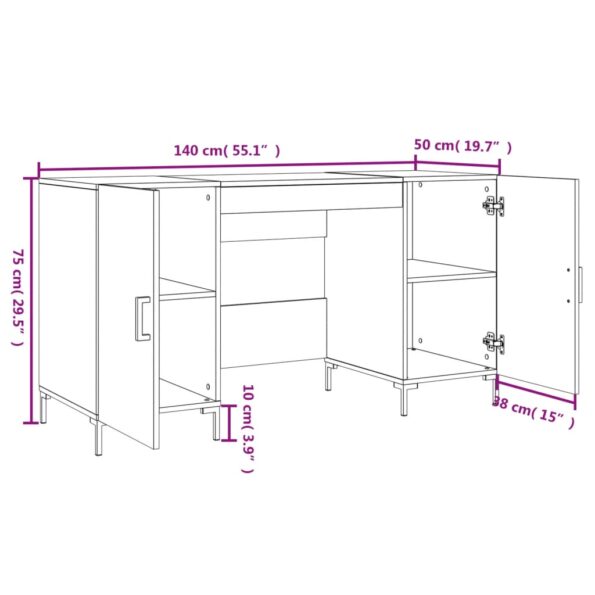 vidaXL Stôl lesklý biely 140x50x75 cm spracované drevo – Obrázok 12