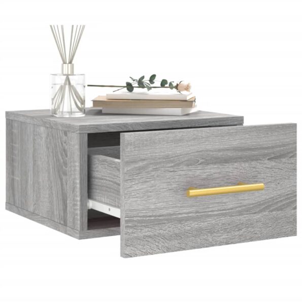 vidaXL Nástenné nočné stolíky 2 ks sivé sonoma 35x35x20 cm – Obrázok 4