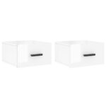 vidaXL Nástenné nočné stolíky 2 ks lesklé biele 35x35x20 cm – Obrázok 2
