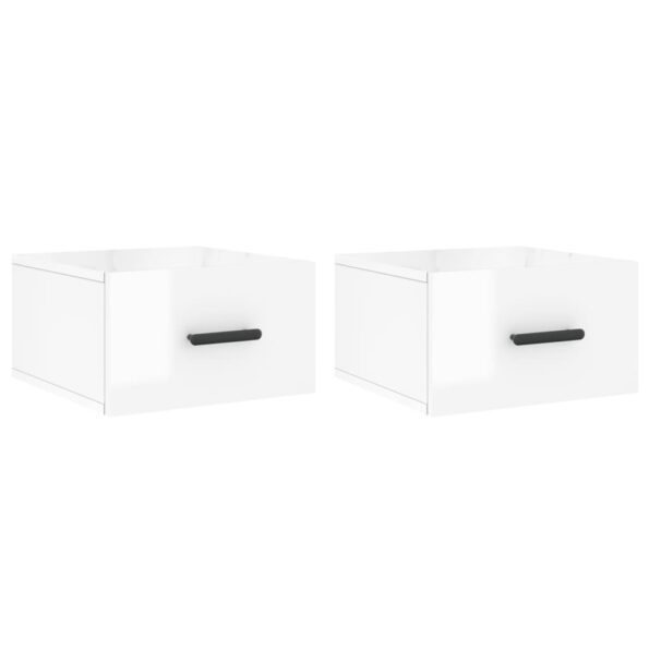 vidaXL Nástenné nočné stolíky 2 ks lesklé biele 35x35x20 cm – Obrázok 2
