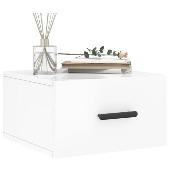 vidaXL Nástenné nočné stolíky 2 ks lesklé biele 35x35x20 cm – Obrázok 3