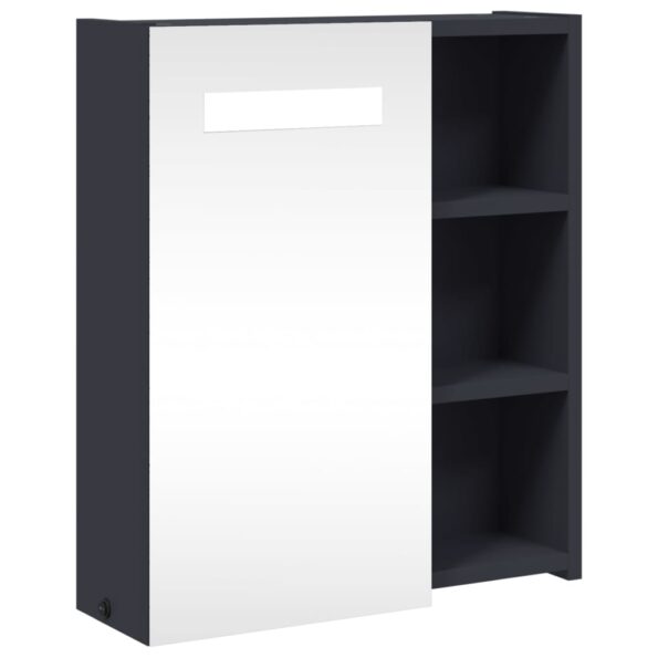 vidaXL kúpeľňová zrkadlová skrinka s LED svetlošedá 45x13x52 cm – Obrázok 2