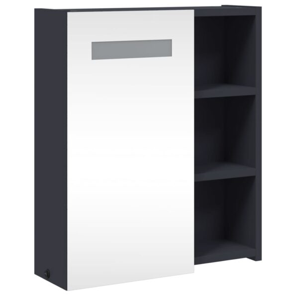 vidaXL kúpeľňová zrkadlová skrinka s LED svetlošedá 45x13x52 cm – Obrázok 4