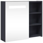 vidaXL Kúpeľňová zrkadlová skrinka s LED svetlom šedá 60x13x52 cm – Obrázok 2