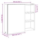 vidaXL Kúpeľňová zrkadlová skrinka s LED svetlom šedá 60x13x52 cm – Obrázok 12