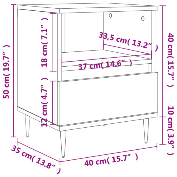 vidaXL Nočný stolík dymový dub 40x35x50 cm kompozitné drevo – Obrázok 11