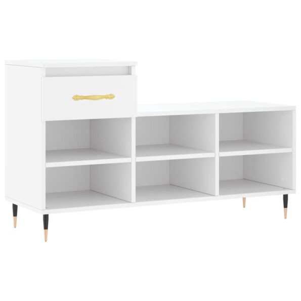 vidaXL Botník biely 102x36x60 cm spracované drevo – Obrázok 2
