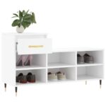 vidaXL Botník biely 102x36x60 cm spracované drevo – Obrázok 4
