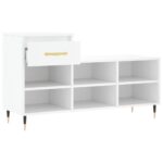 vidaXL Botník biely 102x36x60 cm spracované drevo – Obrázok 6