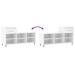 vidaXL Botník biely 102x36x60 cm spracované drevo – Obrázok 9