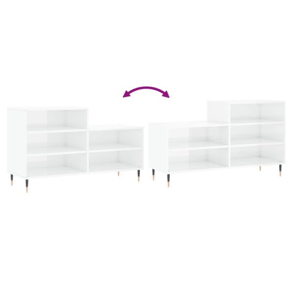 vidaXL Botník lesklý biely 102x36x60 cm spracované drevo – Obrázok 7