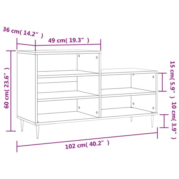 vidaXL Botník lesklý biely 102x36x60 cm spracované drevo – Obrázok 10