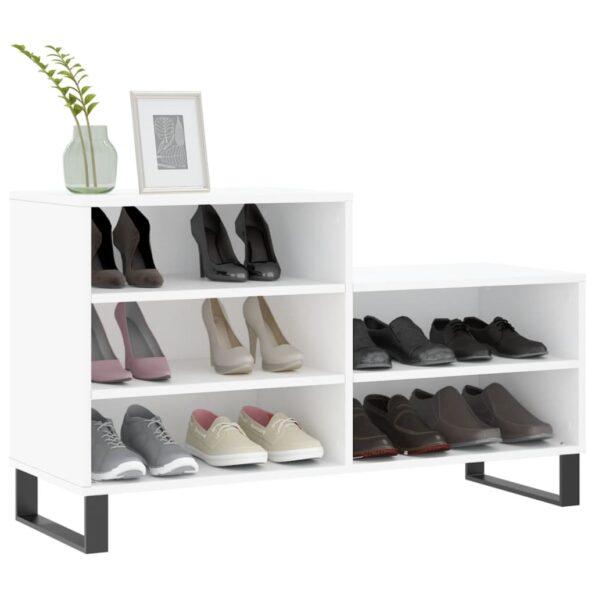 vidaXL Botník biely 102x36x60 cm spracované drevo – Obrázok 3