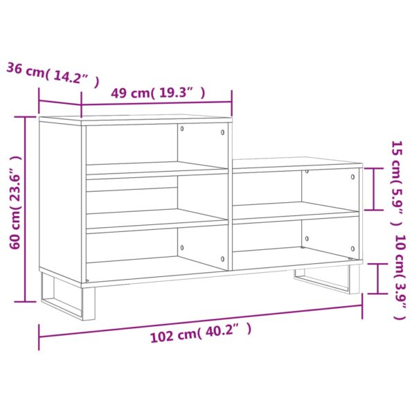 vidaXL Botník biely 102x36x60 cm spracované drevo – Obrázok 10