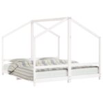 vidaXL Rám detskej postele biely 2x(90x200) cm masívna borovica – Obrázok 2