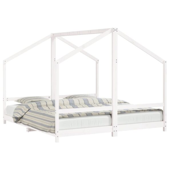 vidaXL Rám detskej postele biely 2x(90x200) cm masívna borovica – Obrázok 2