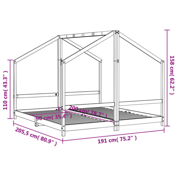 vidaXL Rám detskej postele biely 2x(90x200) cm masívna borovica – Obrázok 10