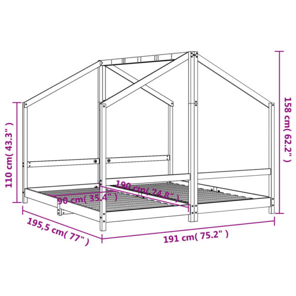 vidaXL Rám detskej postele biely 2x(90x190) cm masívna borovica – Obrázok 10
