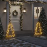 vidaXL Vianočná svetelná dekorácia s hrotmi strom 115 LED 90 cm