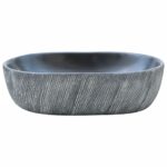 vidaXL Umývadlo na dosku čierno-sivé oválne 47x33x13 cm keramické – Obrázok 3