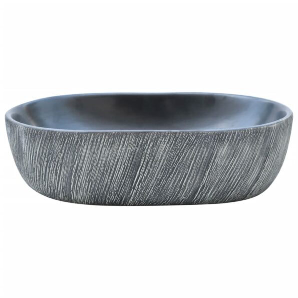 vidaXL Umývadlo na dosku čierno-sivé oválne 47x33x13 cm keramické – Obrázok 3