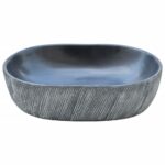 vidaXL Umývadlo na dosku čierno-sivé oválne 47x33x13 cm keramické – Obrázok 4