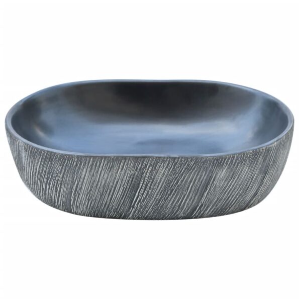 vidaXL Umývadlo na dosku čierno-sivé oválne 47x33x13 cm keramické – Obrázok 4