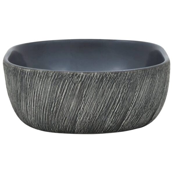 vidaXL Umývadlo na dosku čierno-sivé oválne 47x33x13 cm keramické – Obrázok 5
