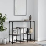 vidaXL Konzolový stolík sivý sonoma 89,5x28x76 kompozitné drevo