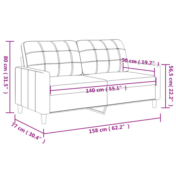 vidaXL 2-miestna pohovka tmavosivá 140 cm látka – Obrázok 8